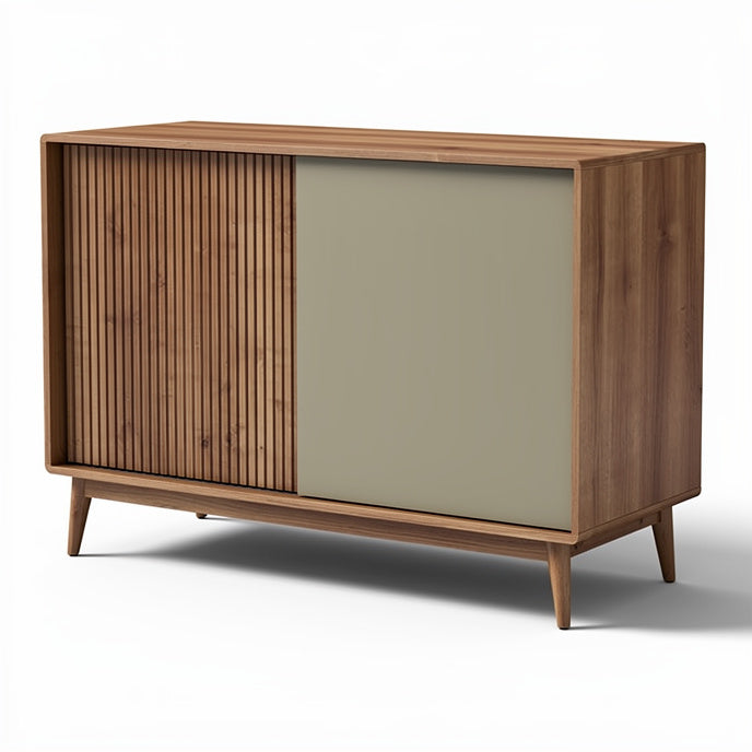 Opbergmeubel in moderne stijl met houten afwerking en schuifdeuren