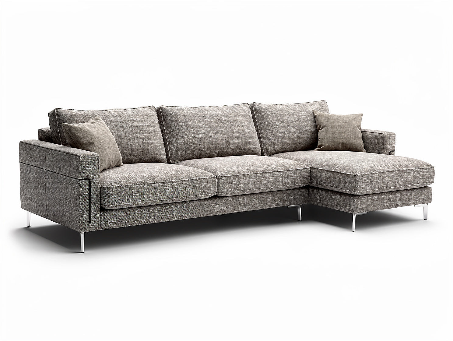 **Modulaire bank met lounchelement en grijs textiel**